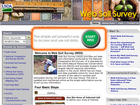 Web Soil Survey Homepage