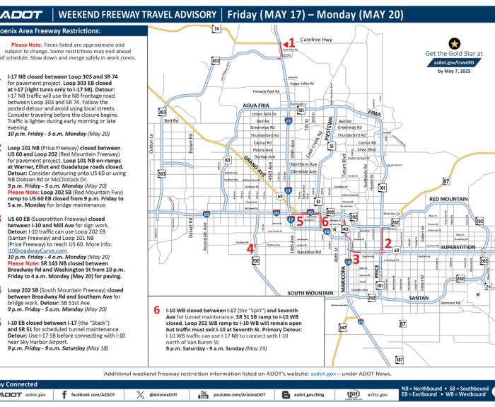 Map of weekend freeway restrictions