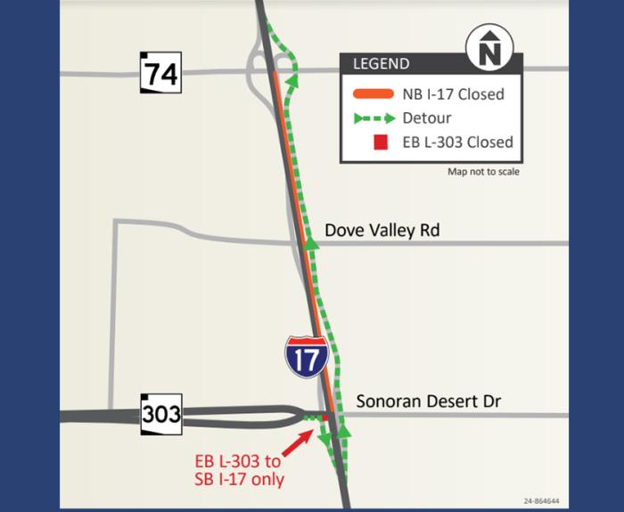 Map of Interstate 17 detour