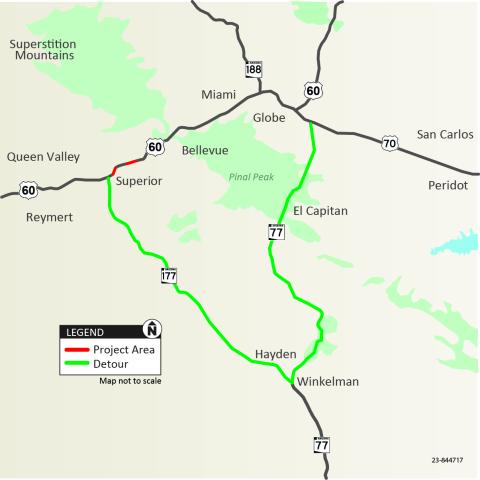 Map of project area and detour