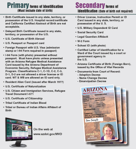 Arizona ID card for children pamphlet