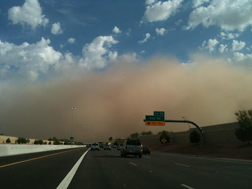 Dust Storm moving over a freeway Dust Storm moving over a freeway