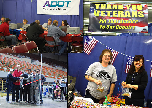 Collage of photos of MVD providing services to veterans