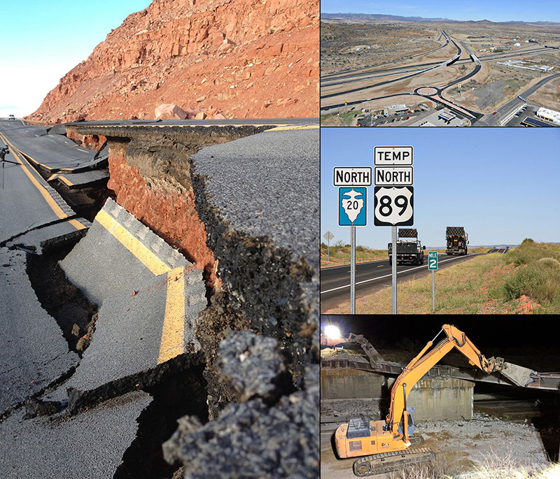 Collage of various road projects
