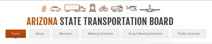 Screenshot - State Transportation Board website menu Screenshot - State Transportation Board website menu