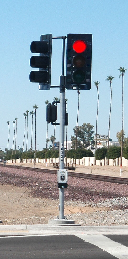 Traffic light showing red