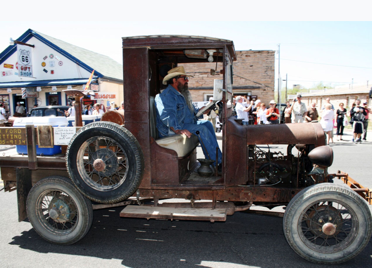 Early version of a pickup truck participating in the Route 66 Fun Run