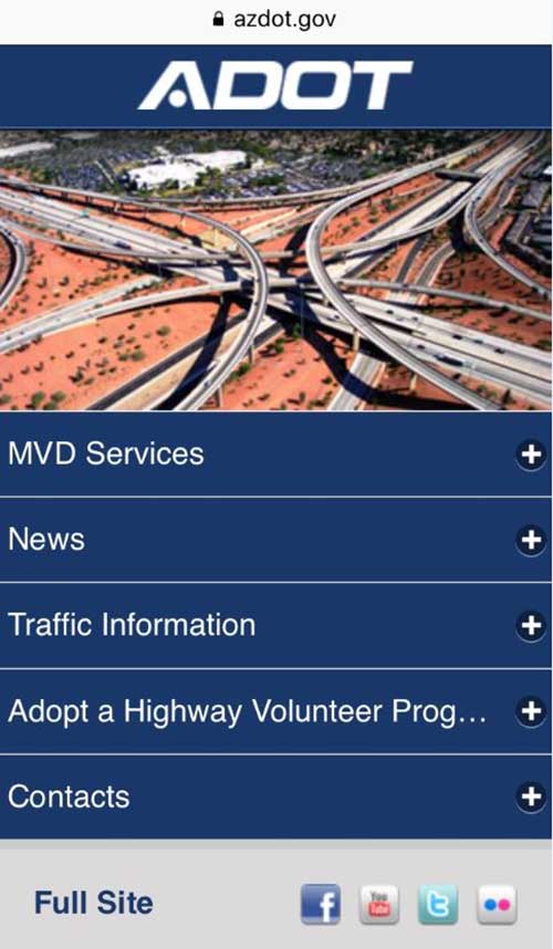 ADOT mobile site features Adopt a Highway  ADOT