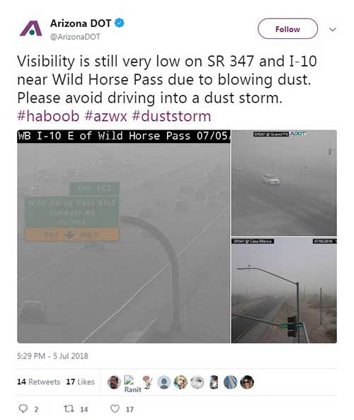 Facebook - Dust Storm Post