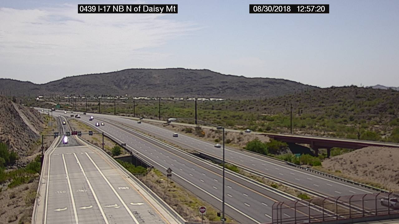 View of light traffic on I-17 from traffic camera.