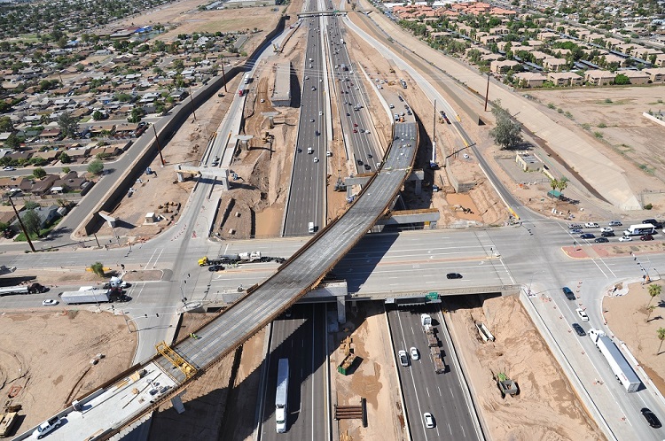 Aerial view of the I-10 interchange.