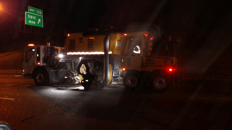 Truck working at night