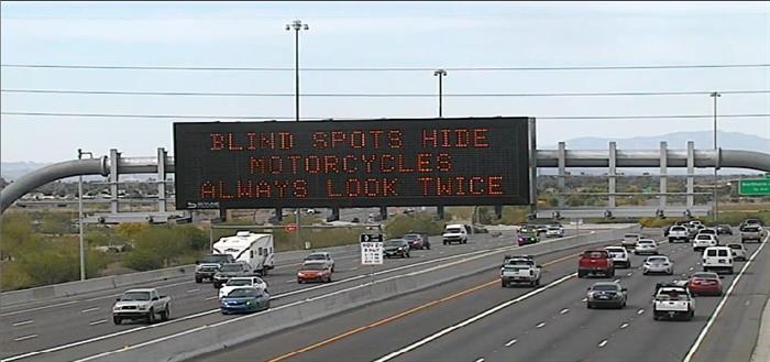 Dynamic Message Sign: Blind Spots Hide Motorcycles Always Look Twice