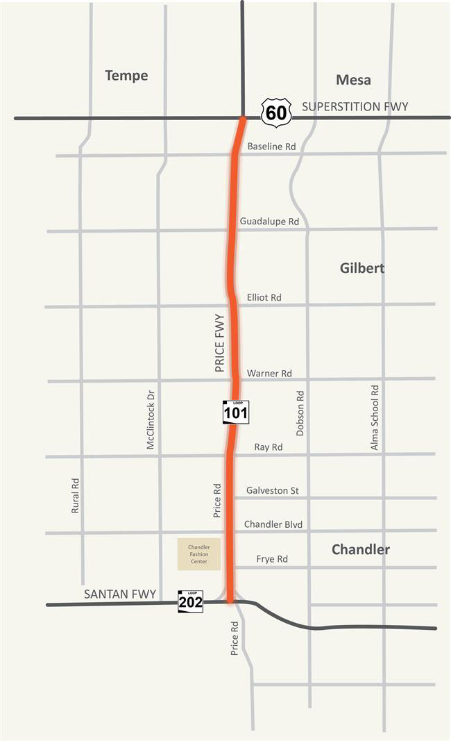 Loop 101 Price Freeway Study Project Map