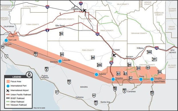 mexican border crossing map