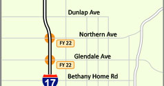 Interstate 17 map Northern Ave and Glendale Ave
