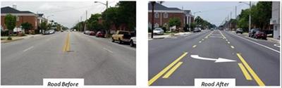 Example of Road Diet; Photo courtesy of FHWA