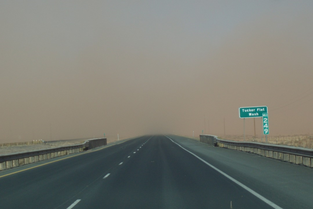 Interstate 40 near Winslow during a dust storm