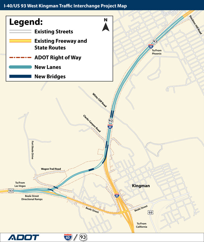 Map of planned I-40/US 93 interchange