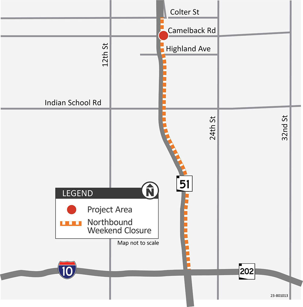State Route 51 at Camelback Road Pavement Improvement Project map