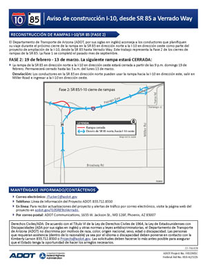 Spanish Construction Notice: SR 85/I-10 Ramps Phase 2 Thumbnail