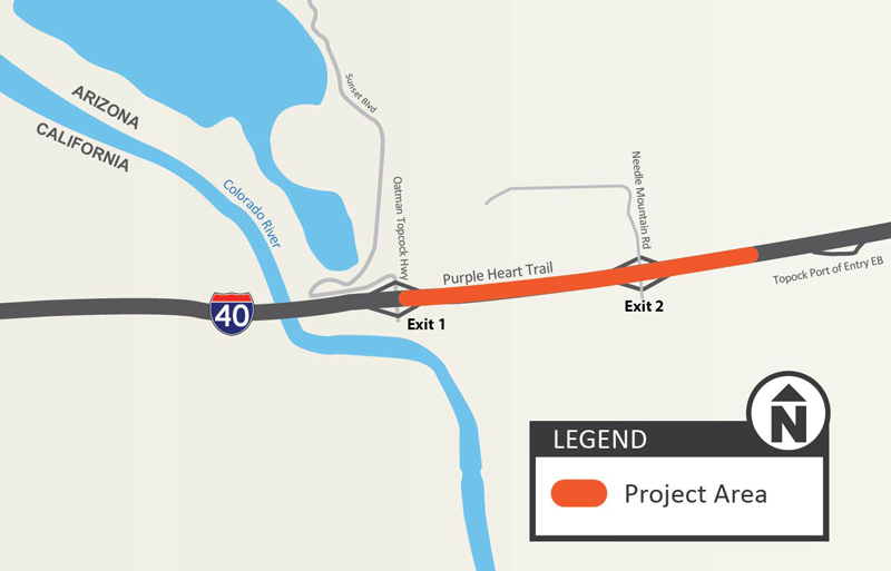 I-40: Topock - Needle Mountain Road Pavement Preservation Project map