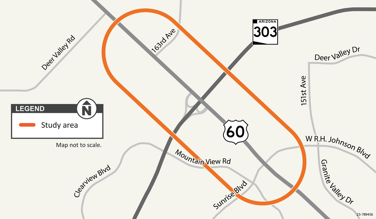 US 60 - Loop 303 Traffic Interchange Improvements map