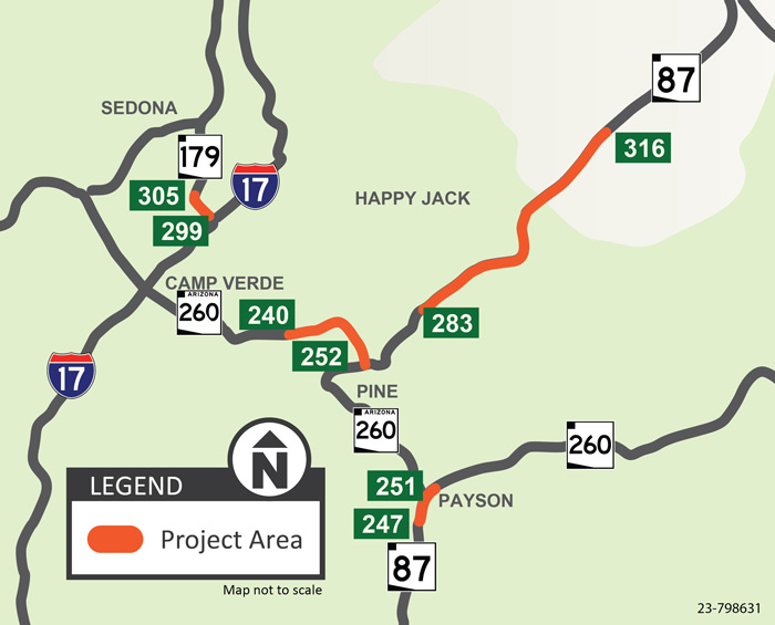 SR 87, SR 260 and SR 179 Roadway Departure Safety Project Map