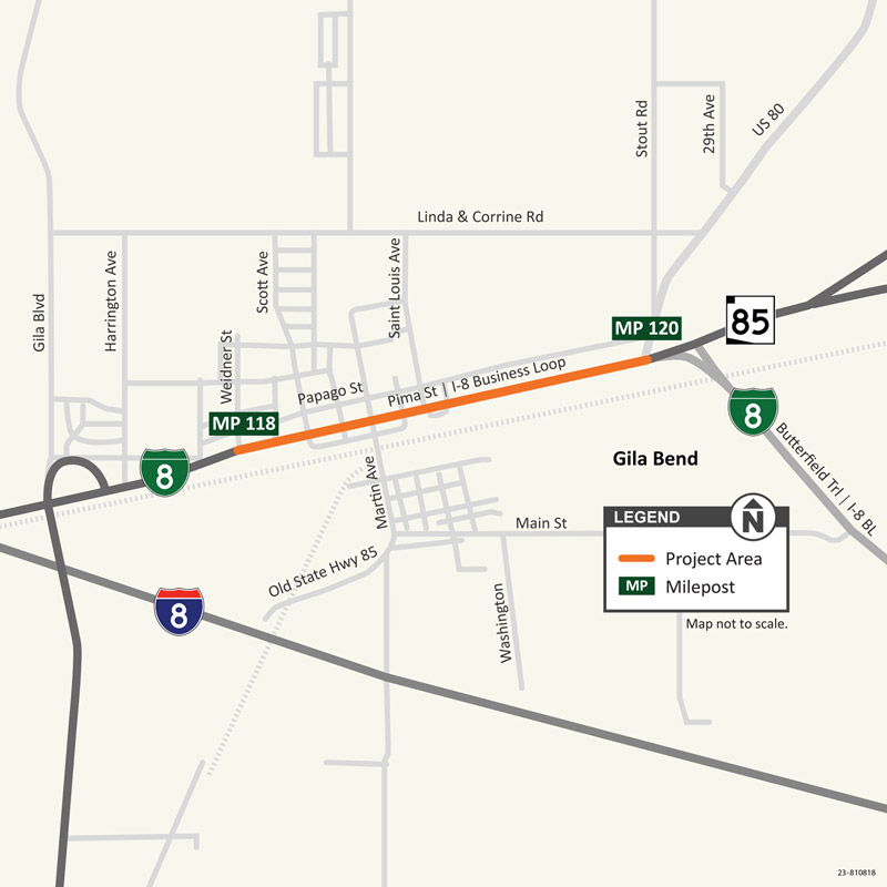 I-8 Business Loop (Pima Street) Gila Bend map