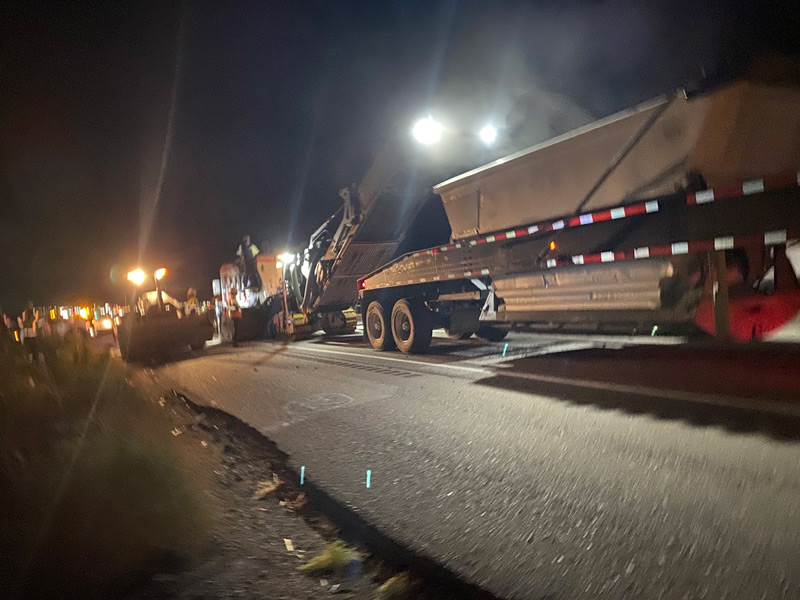 Nighttime paving on State Route 95