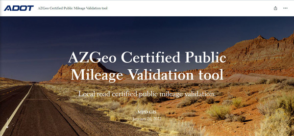 AZGeo Certified Public Mileage Validation tool