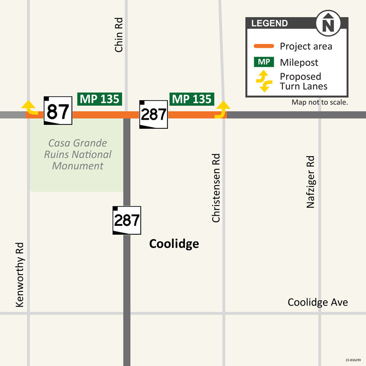 Map SR 87 at Kenworthy Road and SR 287 at Christensen Road