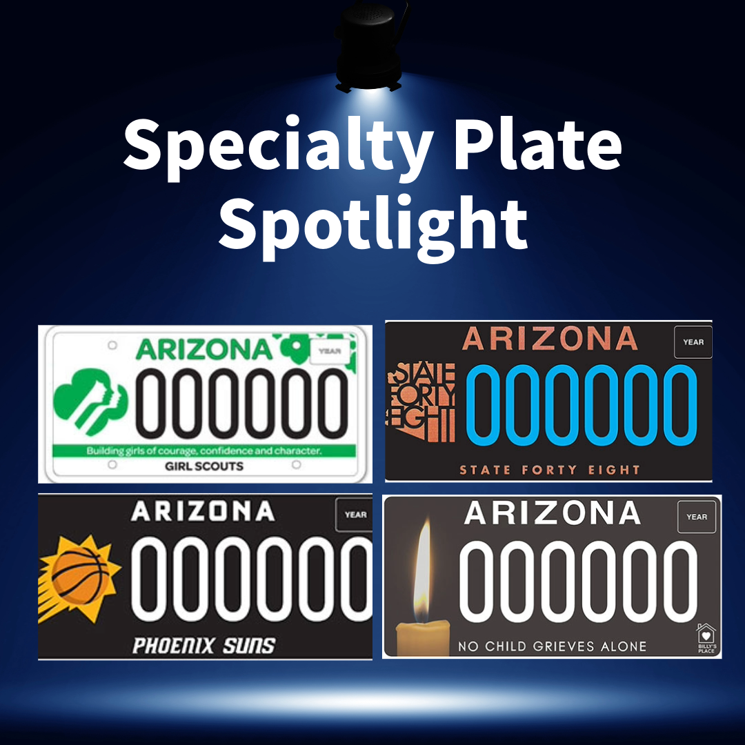 A collage of specialty license plates featured on social media in December.