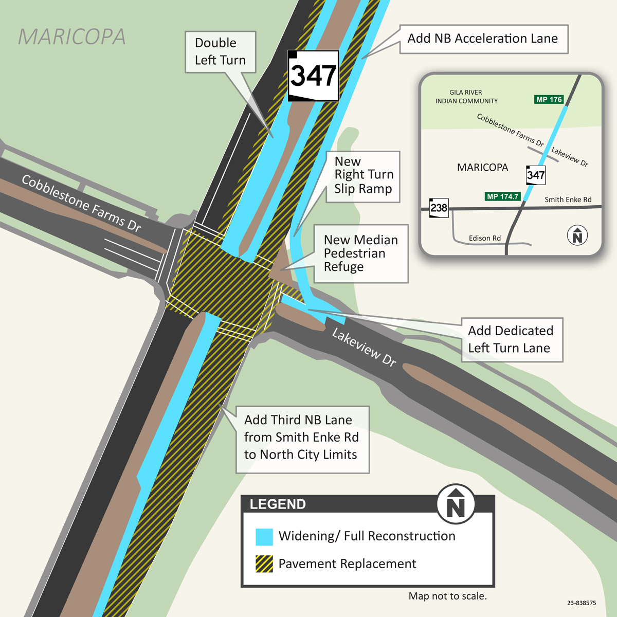 John Wayne Parkway (SR 347) Improvements — Smith-Enke Road (SR 238) to Maricopa city limits Map