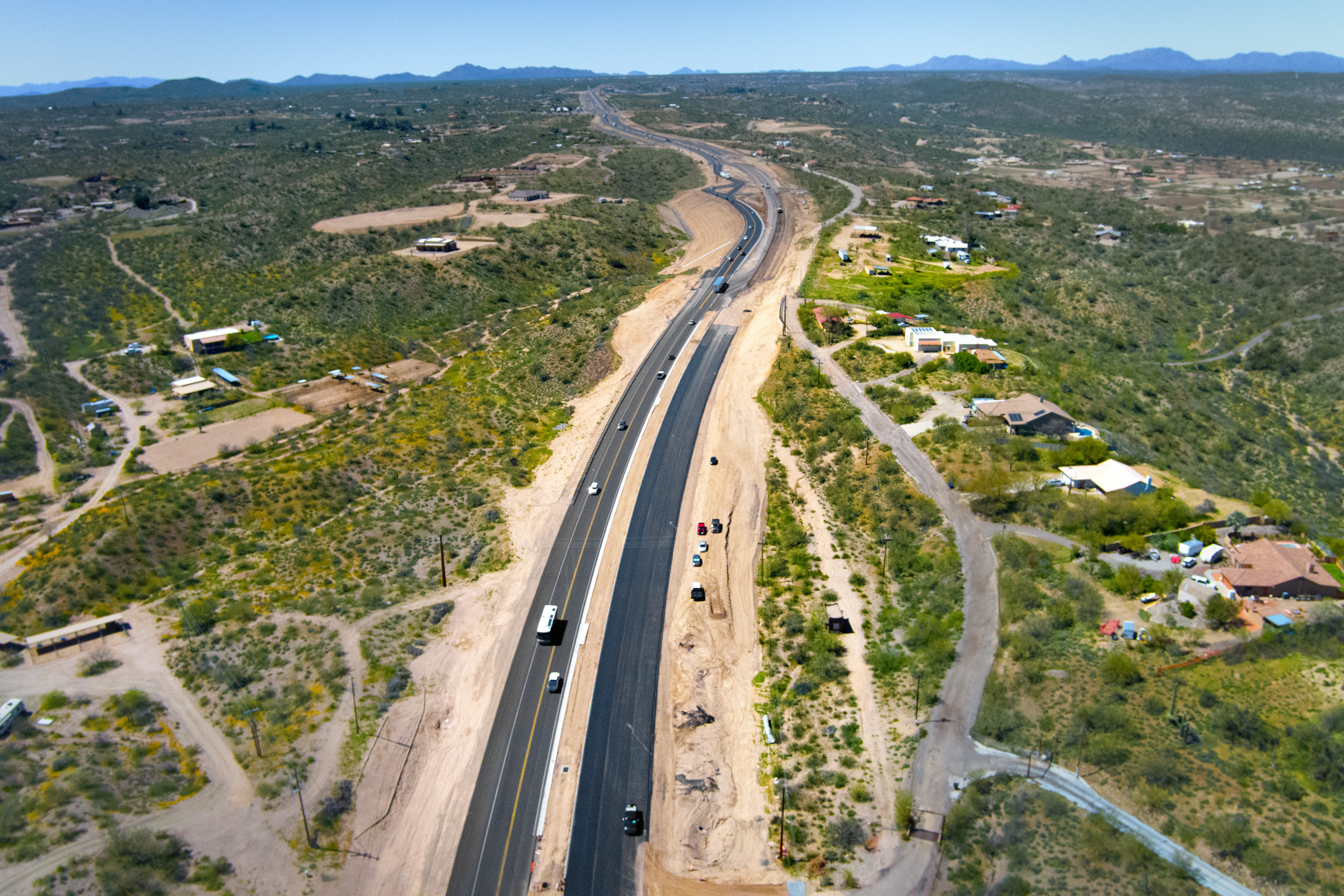 An aerial view of a highway construction project.