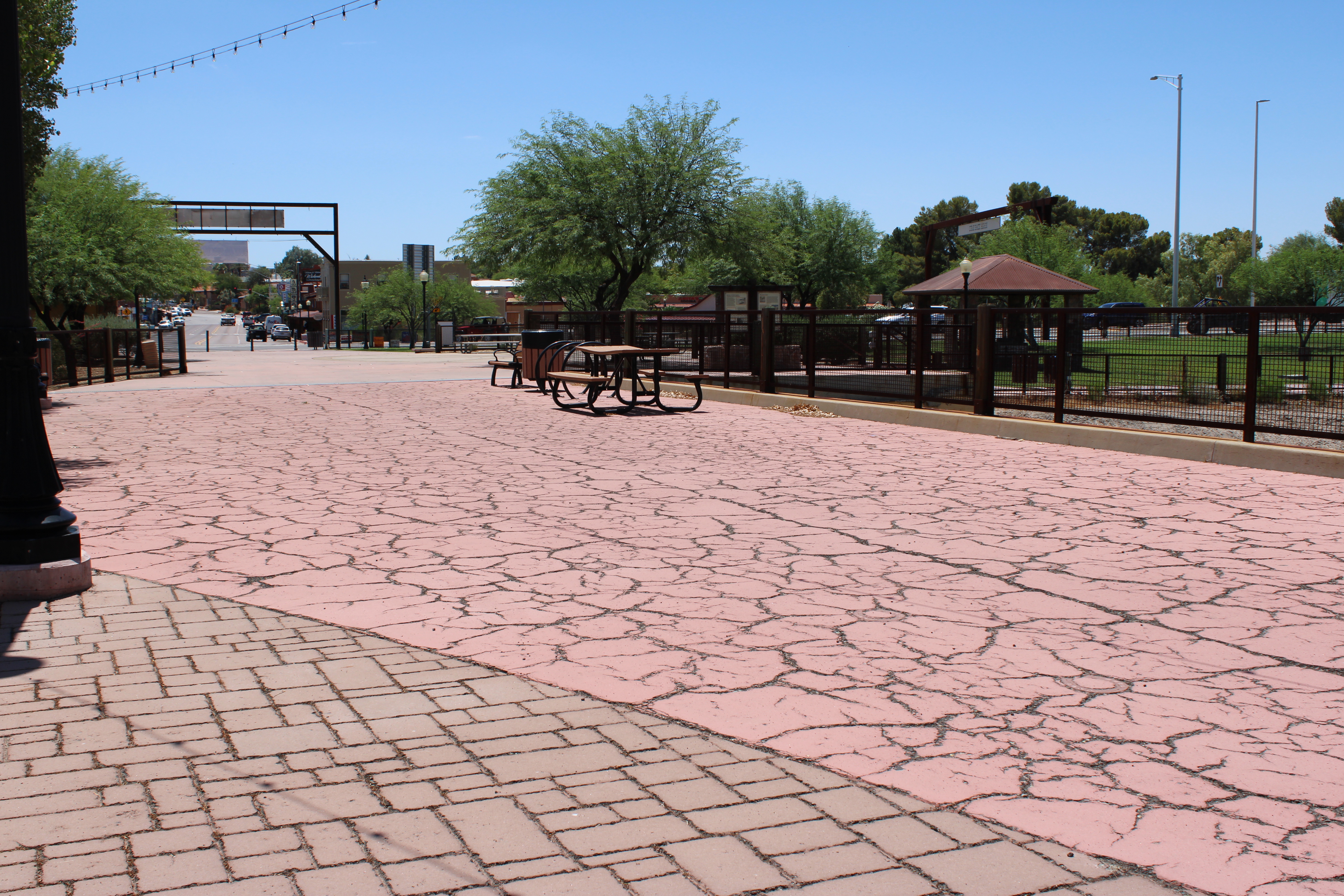 The paved walkway on the old Hassayampa River bridge in Wickenburg, Arizona
