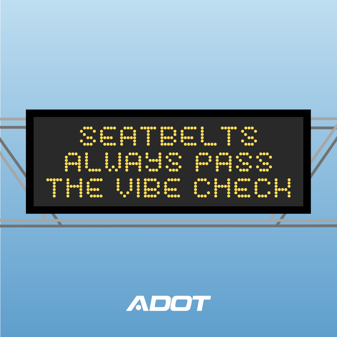 Safety Message: Seatbelts always pass the vibe check