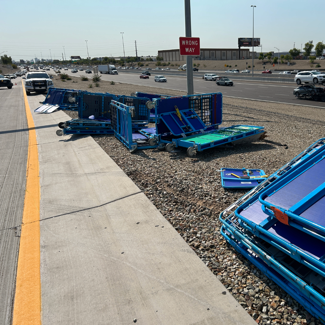 Debris on the side of the highway