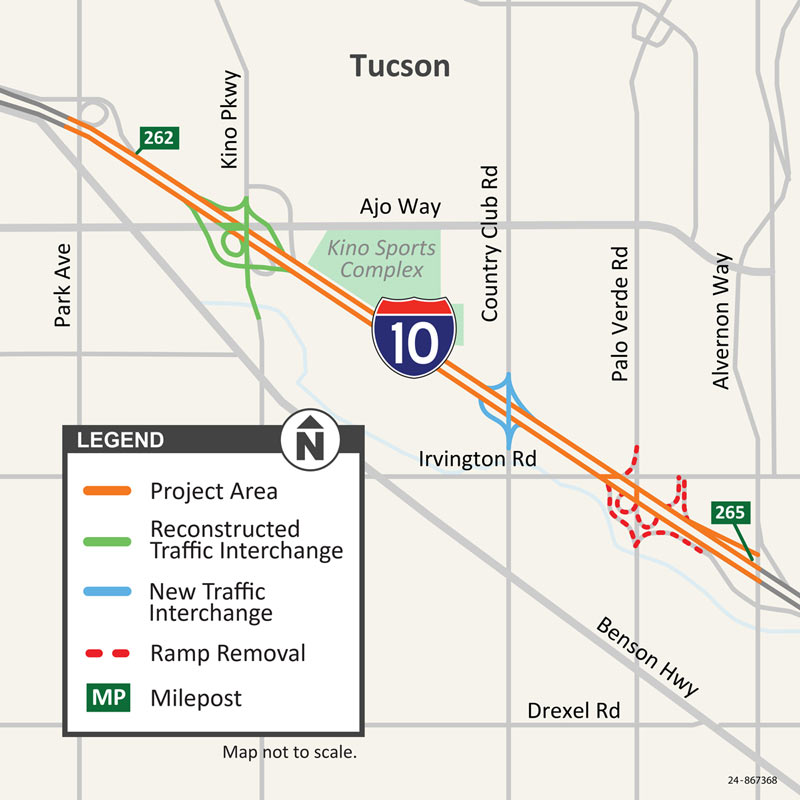 I-10 Kino to Country Club Map
