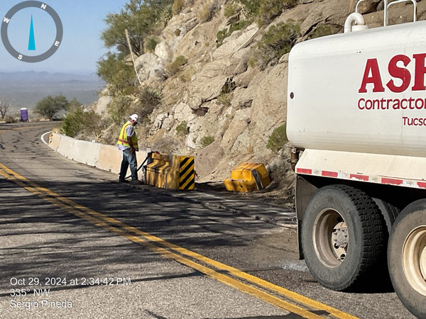 kitt peak guardrail project photo worker