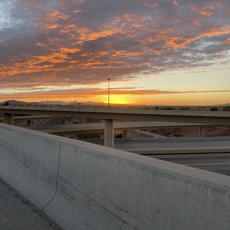 Photo of sunrise on interchange