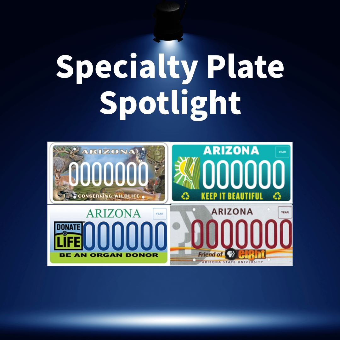 Specialty plates featured in April.