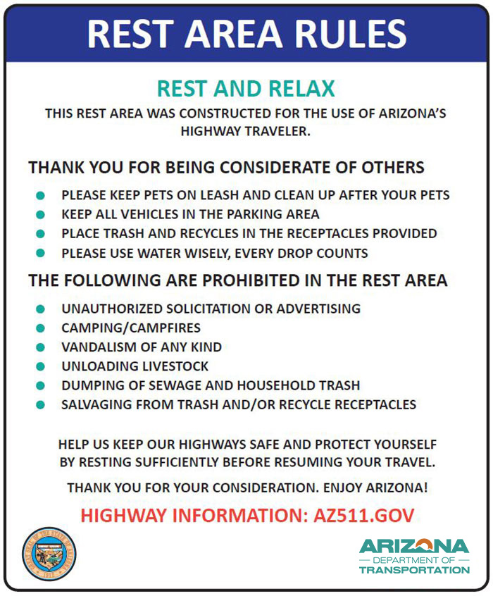 Rest Area Rules Rest Area Rules