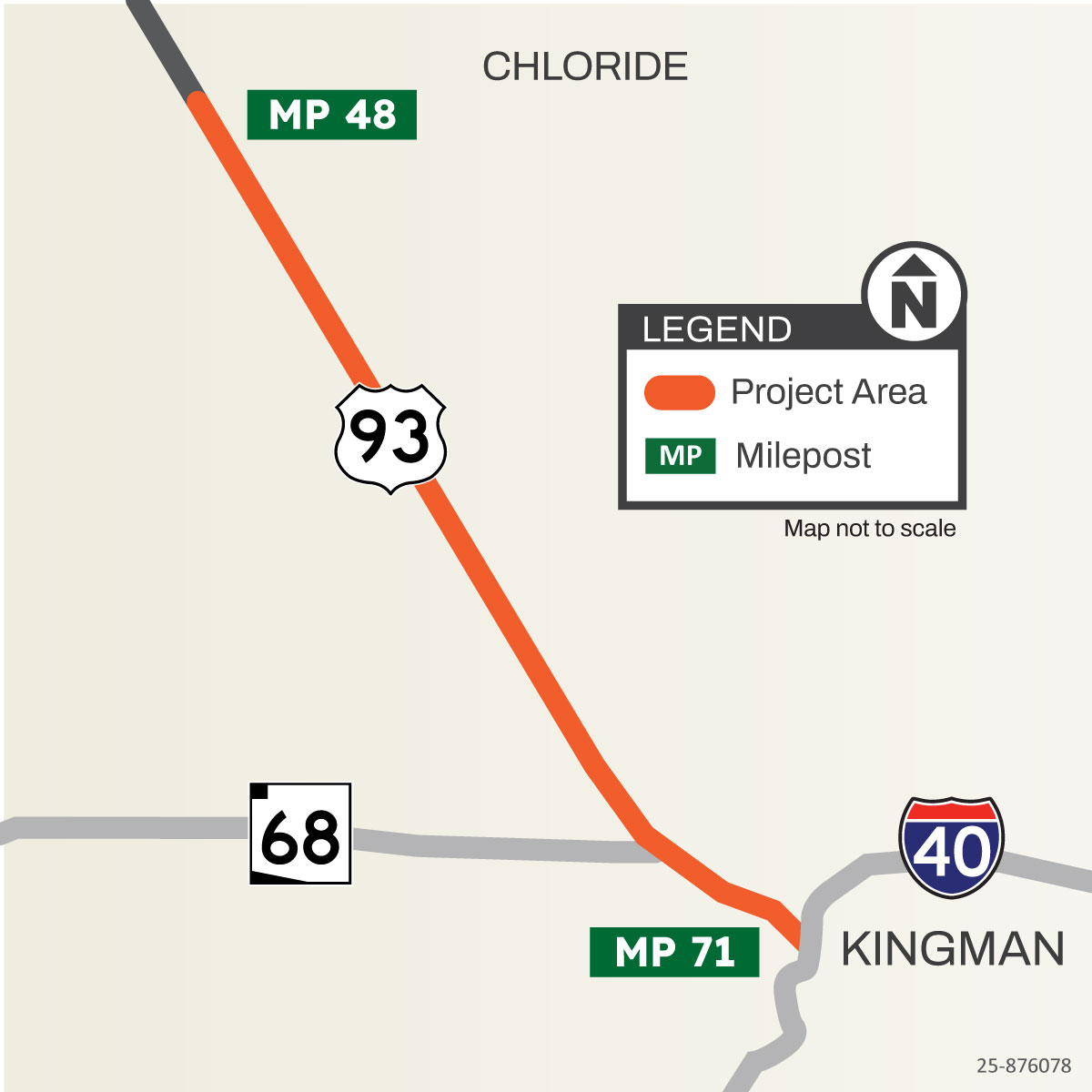 US 93 Sanctuary Road to I-40 Map