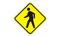 Pedestrian crossing road sign
