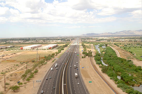 overhead view of the I-10 corridor