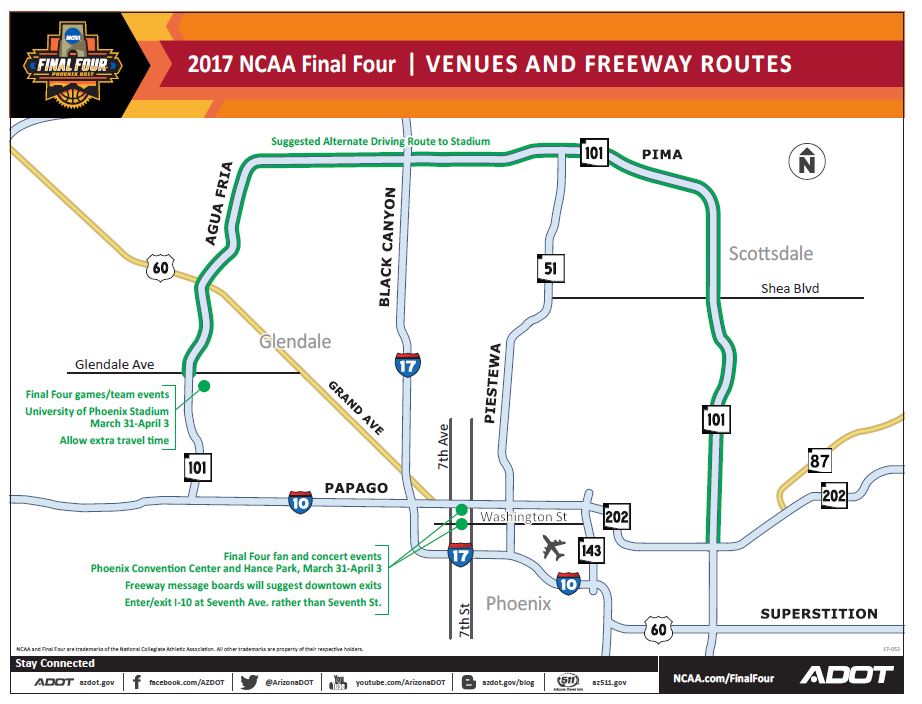 2017 NCAA Final Four Event Venues and Freeway Routes