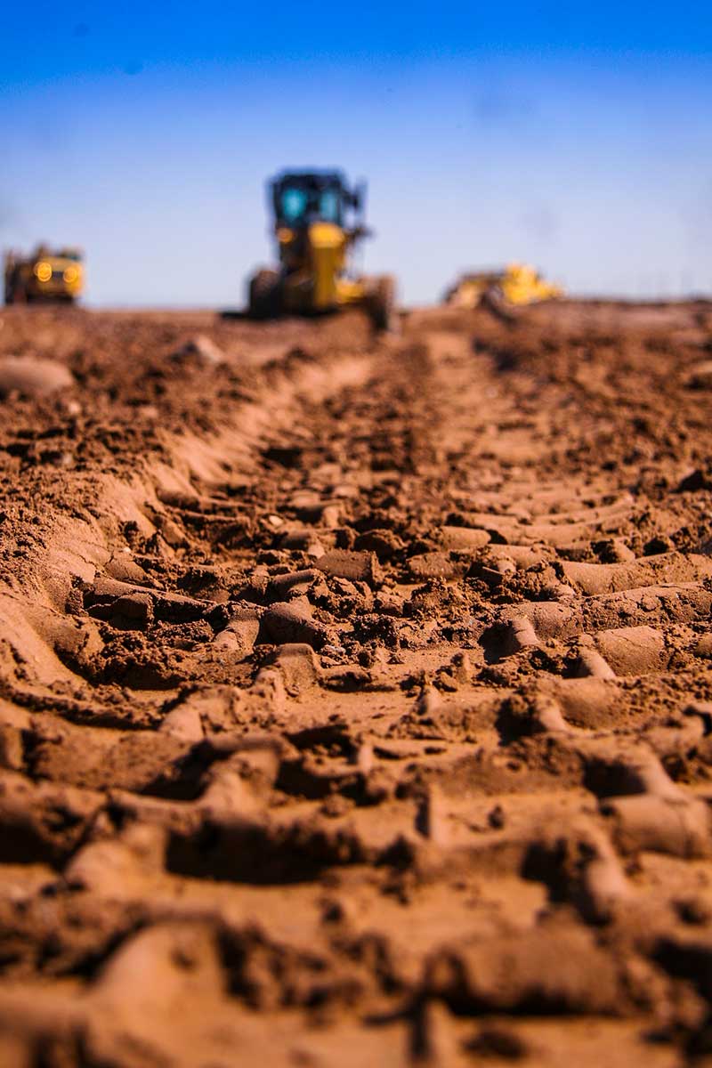 Tire tracks in dirt