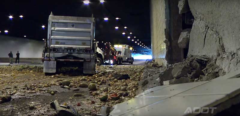 Deck Park Tunnel Damage from Melon Truck