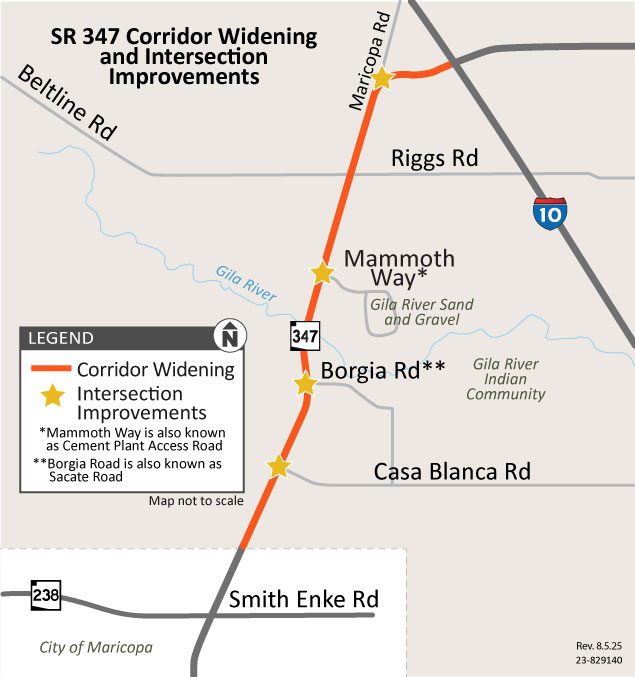 SR 347 Corridor Widening Intersections Map
